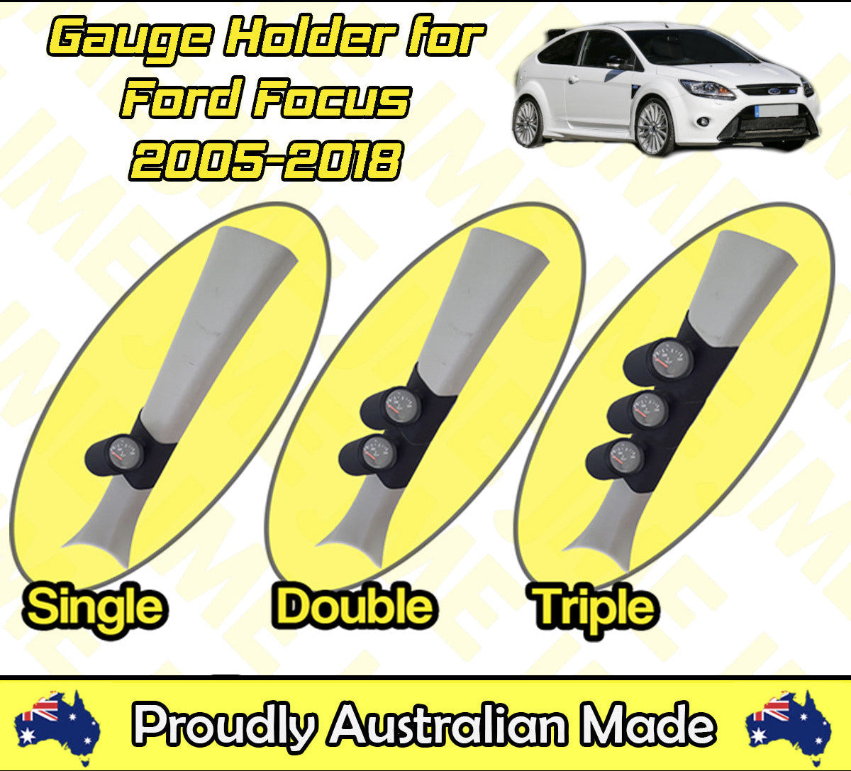 Pillar Pod for Ford Focus (2005–2010) – Gauge Holder for 52mm & 60mm (2") Gauges